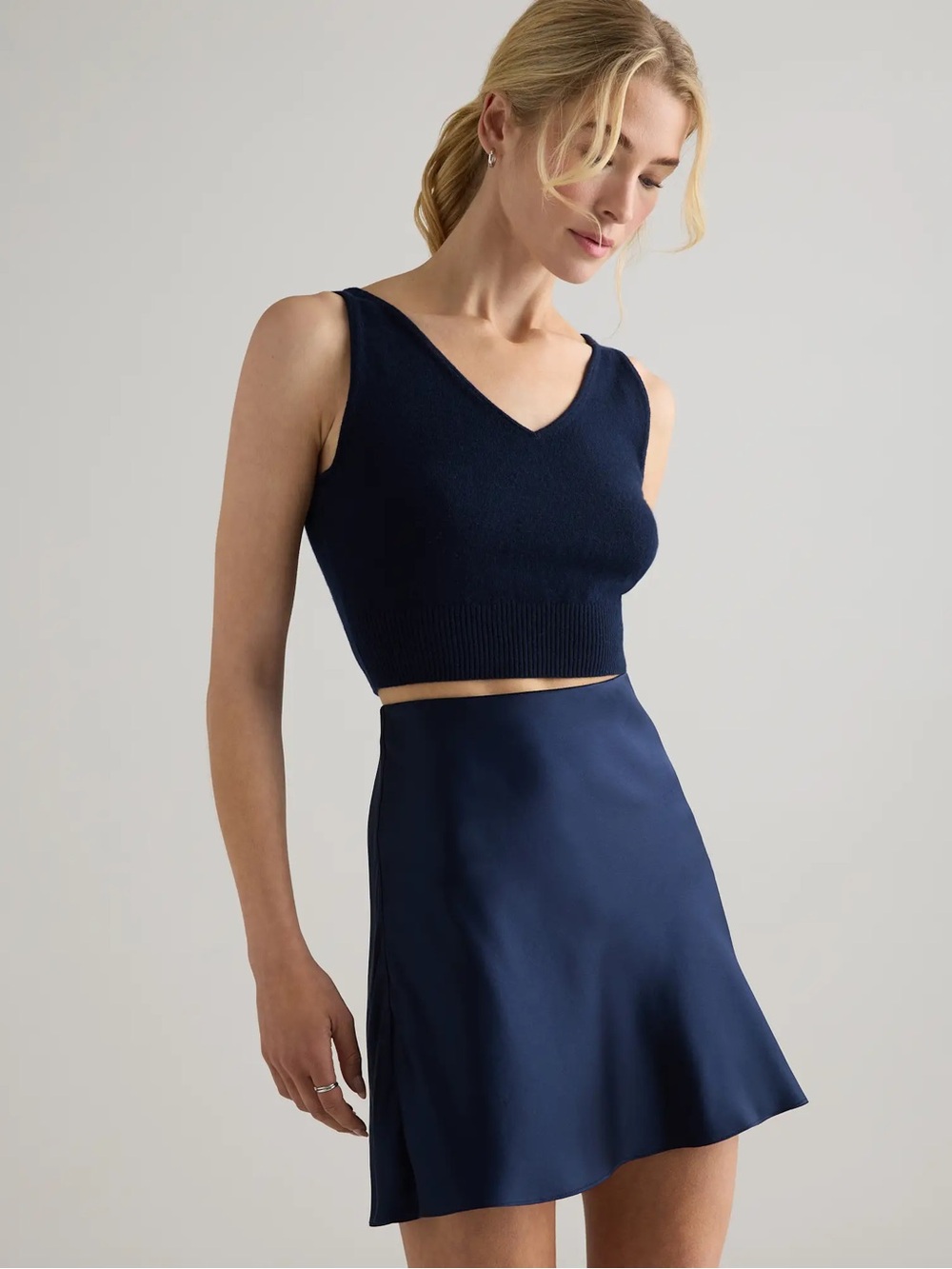 100% Silk Skirt Navy